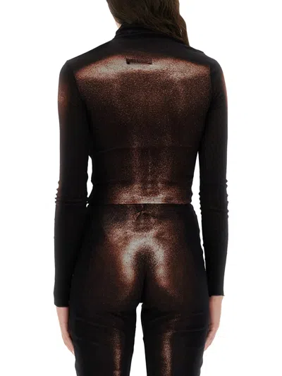 Jean Paul Gaultier Women Body Dust Print Asymmetric Crop Top In Brown