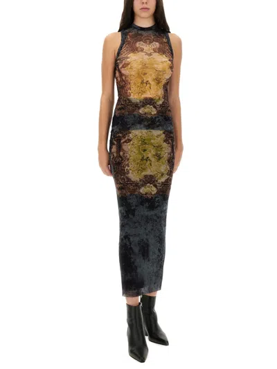 Jean Paul Gaultier Graphic Print Fitted Tulle Skirt In Multi