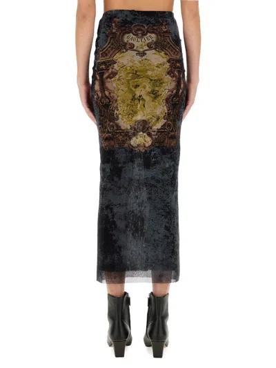 Jean Paul Gaultier Graphic Print Fitted Tulle Skirt In Multi