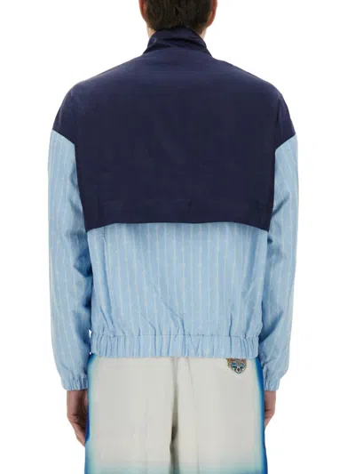 Casablanca Pinstripe Laurel Zip-up Track Jacket In Blue