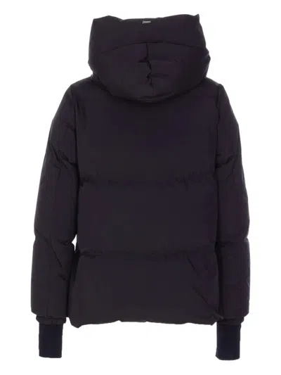 Herno 2layers Hooded Short Down Jacket In Black