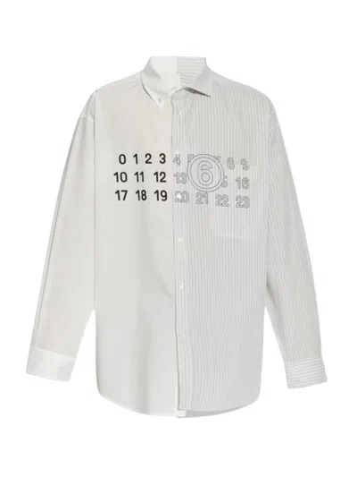 Mm6 Maison Margiela Split Design Button-down Collar Shirt In Multi