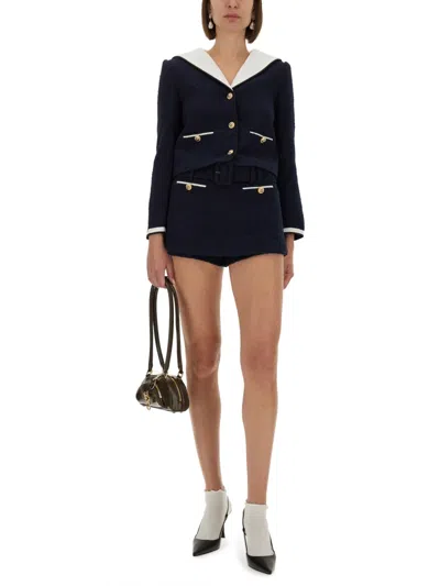 Self-portrait Boucle Jacket With Contrasting Neckline In Multi