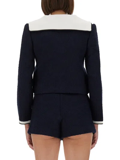Self-portrait Boucle Jacket With Contrasting Neckline In Multi