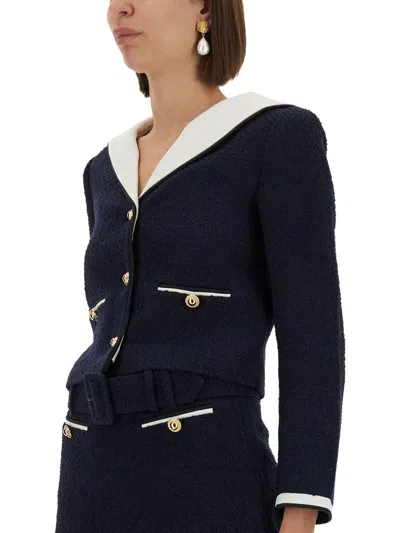 Self-portrait Boucle Jacket With Contrasting Neckline In Multi