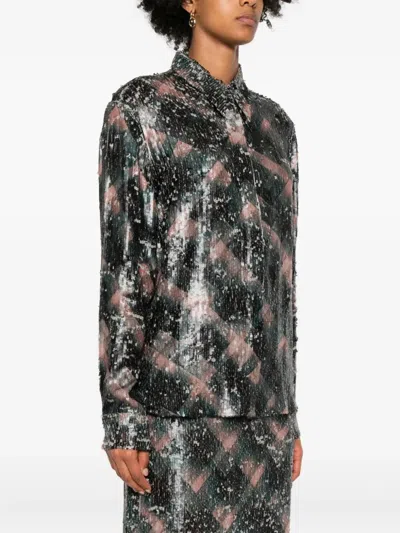 Dries Van Noten Abstract Pattern Long Sleeve Collared Shirt In Multi