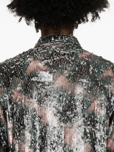 Dries Van Noten Abstract Pattern Long Sleeve Collared Shirt In Multi