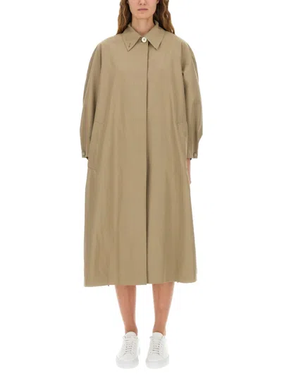 Fabiana Filippi Long Coat Featuring Side Pockets In Brown
