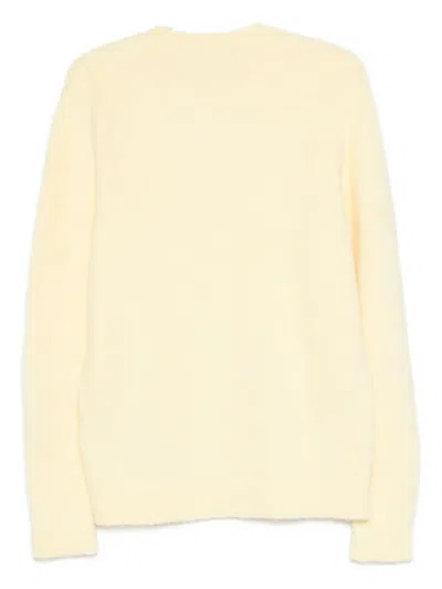 Roberto Collina Round Neck Knit Sweater With Long Sleeves In Yellow