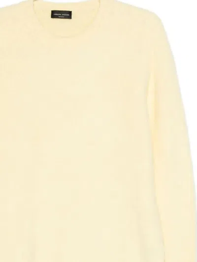 Roberto Collina Round Neck Knit Sweater With Long Sleeves In Yellow