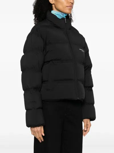 Alexander Wang Short Quilted Down Jacket With Reflective Logo Clothing In Black