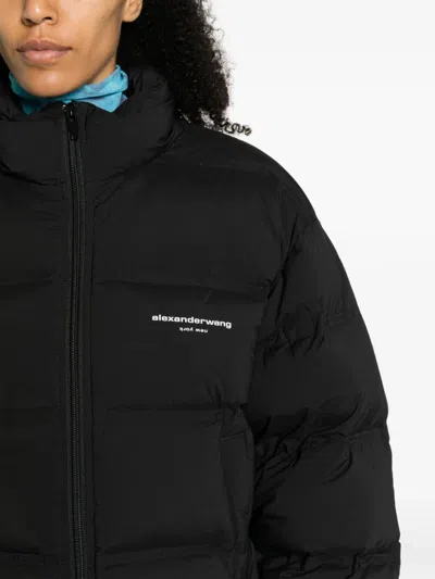 Alexander Wang Short Quilted Down Jacket With Reflective Logo Clothing In Black