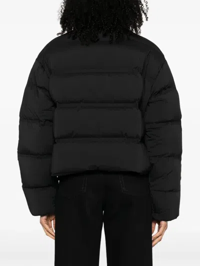 Alexander Wang Short Quilted Down Jacket With Reflective Logo Clothing In Black