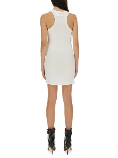 Jean Paul Gaultier Sleeveless Ribbed Dress Asymmetric Hem In White