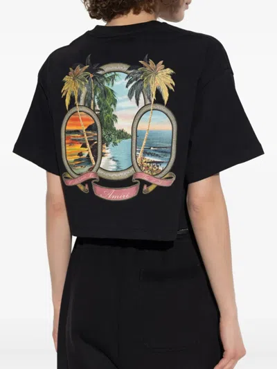 Amiri Paradise Graphic Crop T-shirt In Black