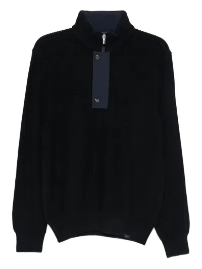 Paul & Shark High Collar Knitwear Featuring Button Detail In Black
