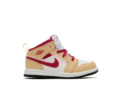 Pre-owned Jordan 1 Mid Light Curry Cardinal Sneakers In White Onyx/cardinal Red In Multi