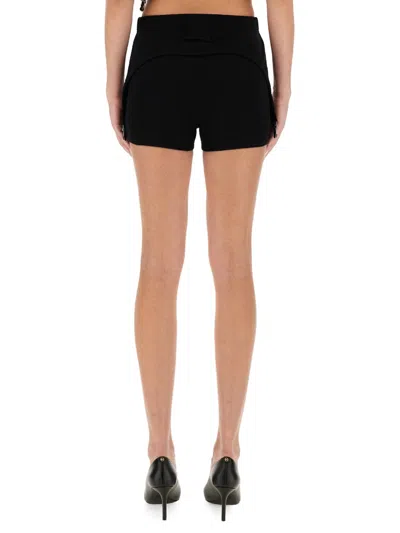 Jean Paul Gaultier Cotton Ribbed Mini Short With Lingerie Garter Clothing In Black