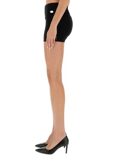 Jean Paul Gaultier Cotton Ribbed Mini Short With Lingerie Garter Clothing In Black