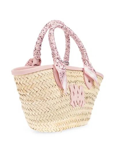 Amiri Micro Tote Bag Crafted From Natural Materials In Neutral