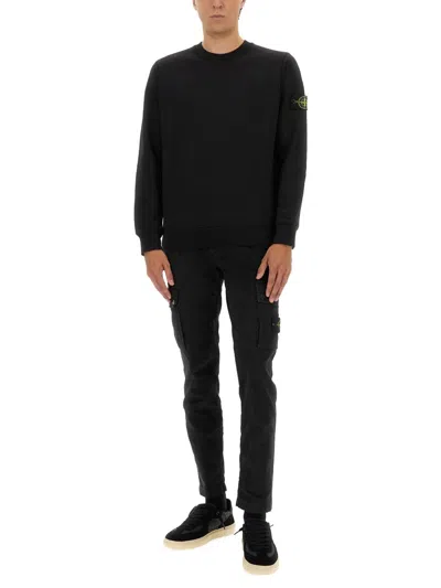 Stone Island Regular Fit Sweatshirt In Organic Cotton In Black