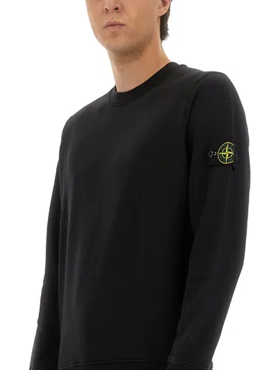 Stone Island Regular Fit Sweatshirt In Organic Cotton In Black