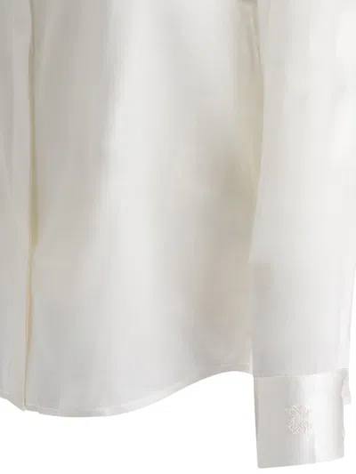 Max&moi Classic Long-sleeve Silk Blend Shirt In White