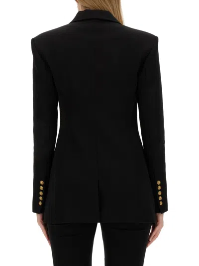 Balmain Fitted Waist Wool Jacket 2 Buttons In Black