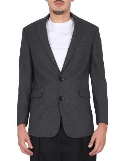 Aspesi Single-breasted Virgin Wool Jacket In Gray