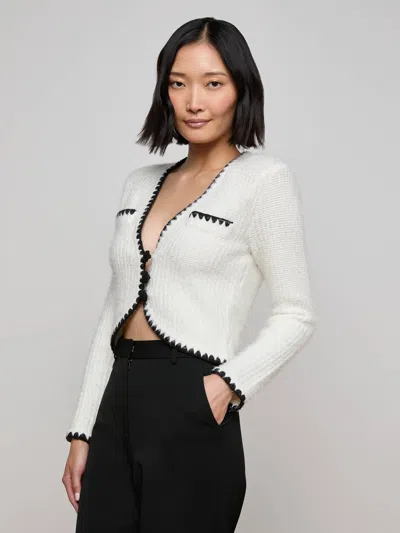 L Agence Anaya Knit Cardigan In White