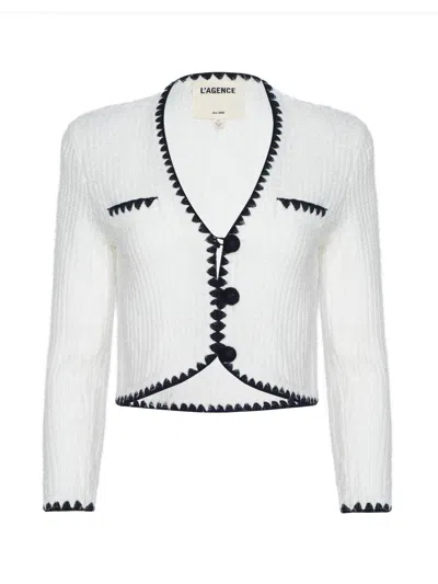 L Agence Anaya Knit Cardigan In White