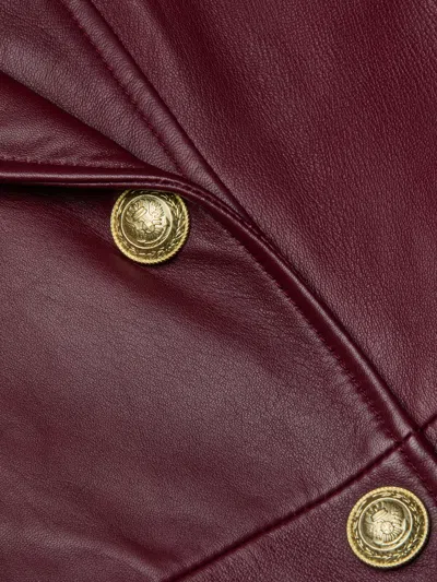 L'agence Celina Leather Trench Coat In Burgundy