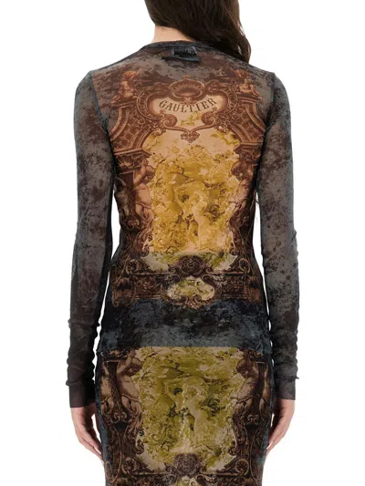 Jean Paul Gaultier Sleeveless Midi Dress Printed Pattern In Multi