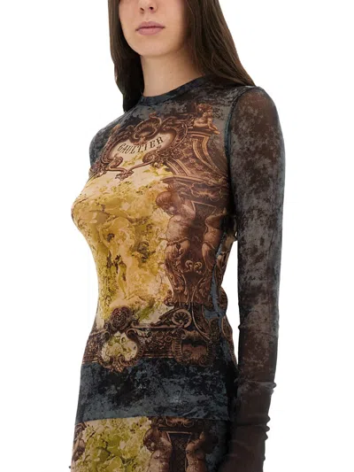Jean Paul Gaultier Sleeveless Midi Dress Printed Pattern In Multi