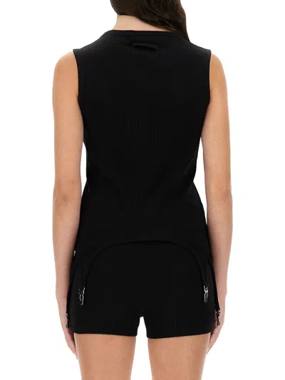 Jean Paul Gaultier Cotton Ribbed Tank Top With Lingerie Garter Clothing In Black