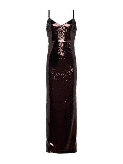 L Agence Karma Sequin Maxi Dress In Brown