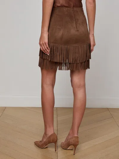 L Agence Lyle Vegan Suede Mini Skirt In Brown