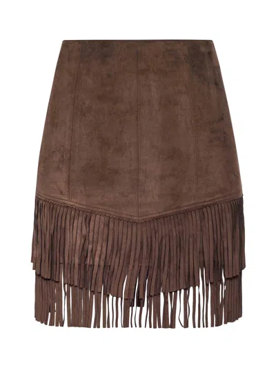 L Agence Lyle Vegan Suede Mini Skirt In Brown