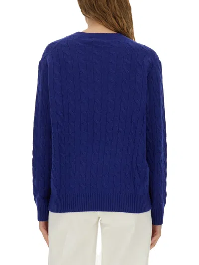 Polo Ralph Lauren All-over Cable Knit Cashmere Blend Sweater In Blue