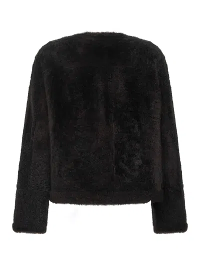Brunello Cucinelli Reversible Double-breasted Fur Jacket With Button Detailing In Black