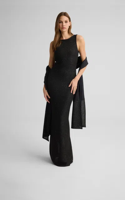 St John Wrenly Wrap In Lightweight Crepe And Knit Sequn In Black