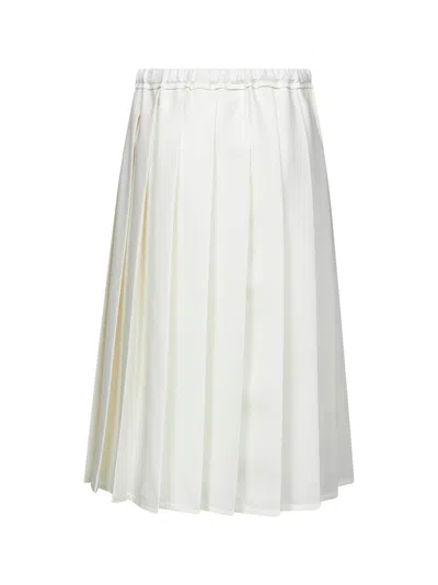 Brunello Cucinelli Women Ivory Canvas Pleated Track Skirt In White
