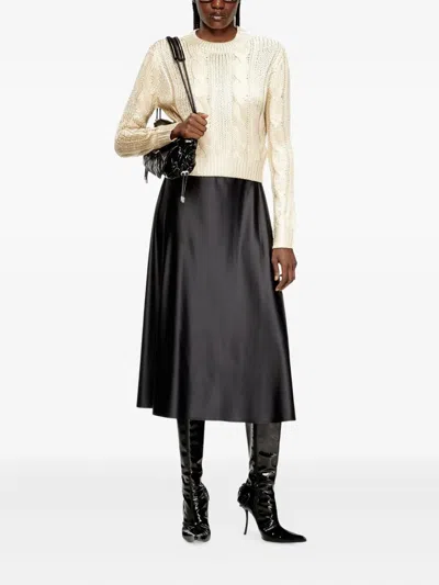 Diesel Knit Sweater With Round Neck And Long Sleeves In Neutral