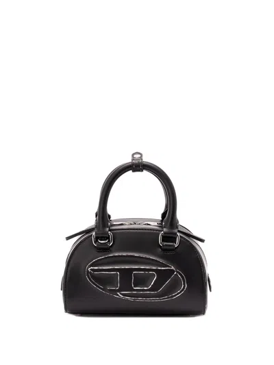 Diesel 1dr Dome-leather Bowling Bag In Black