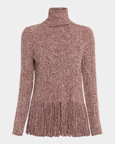 Zimmermann Hypnotic Fringed Turtleneck Sweater In Brown