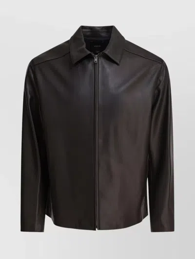 Vince Collared Long Sleeves Smooth Finish Jackets In Brown