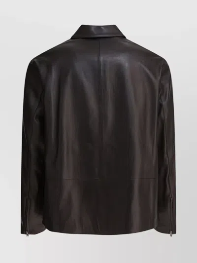 Vince Collared Long Sleeves Smooth Finish Jackets In Brown