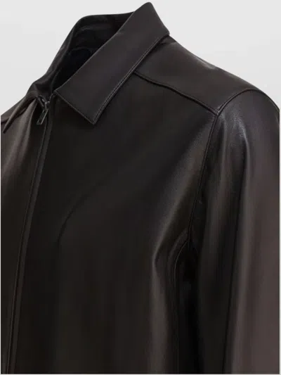 Vince Collared Long Sleeves Smooth Finish Jackets In Brown