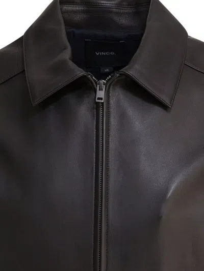 Vince Collared Long Sleeves Smooth Finish Jackets In Brown