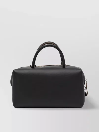 Max Mara Medium Natural Leather Bowler Bag In Black